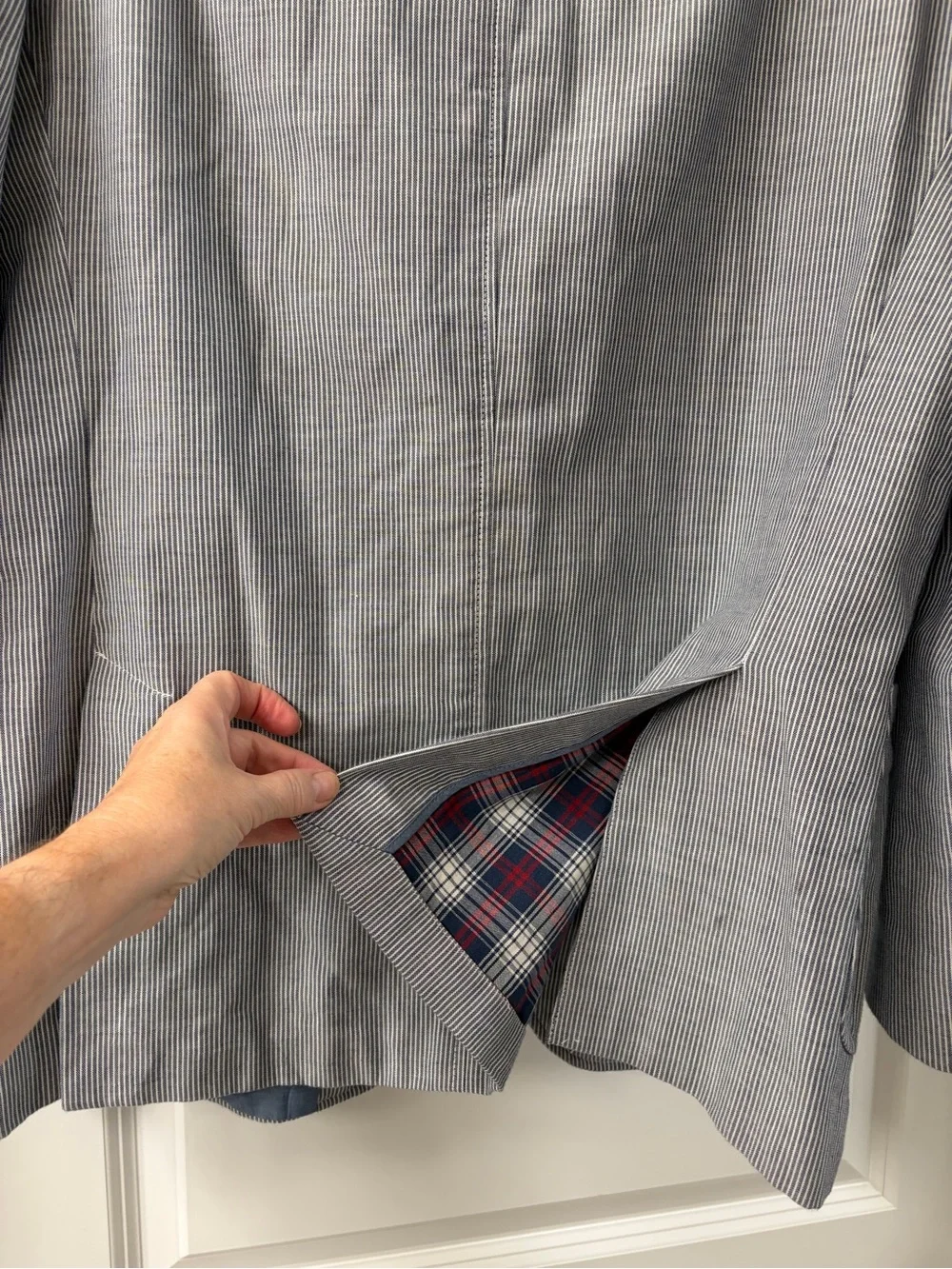 Ralph lauren 100% cotton blue blazer sport coat 42L pinstripe